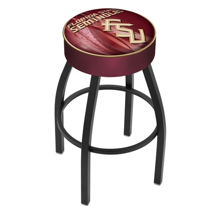 Holland Bar Stool Co 30" Florida State Script Cushion Seat, Blk Wrnkl Base Swivel Bar Stool L8B130FSU-FS-D2